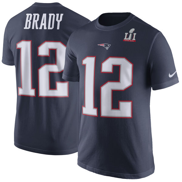 Tom Brady New England Patriots Nike Super Bowl LI Bound Patch Player Pride Name & Number T-Shirt - Navy